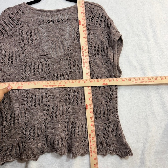 Eight Eight‎ Eight M Taupe Crochet Top Boho Summer Retro Y2K Grunge 100% Cotton - Picture 7 of 10